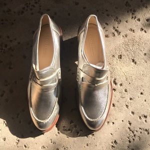 ASOS Design Premium Leather Loafers in Silver